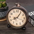 Alarm Clock Silent Quartz Metal Case Copper Accents