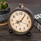 Alarm Clock Silent Quartz Metal Case Copper Accents