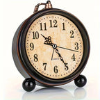 Alarm Clock Silent Quartz Metal Case Copper Accents