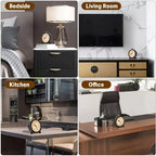 Alarm Clock Silent Quartz Metal Case Copper Accents
