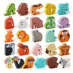 Alphabet Puzzle Wooden Animal-Shaped 26-Piece Set