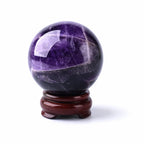 Amethyst Sphere Hand-Polished Wooden Stand Included