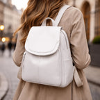 Anti-Theft Backpack Embossed PU Leather Multiple Compartments