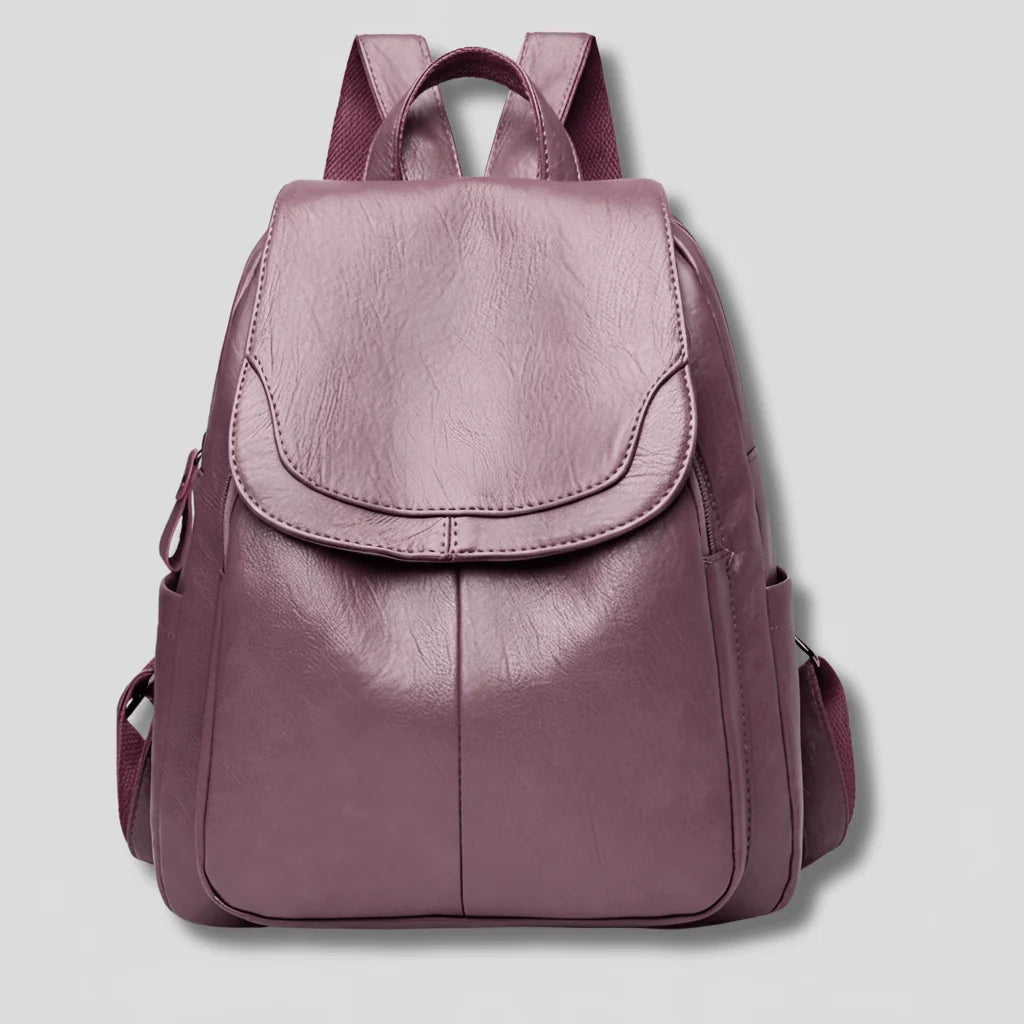 Anti-Theft Backpack Embossed PU Leather Multiple Compartments
