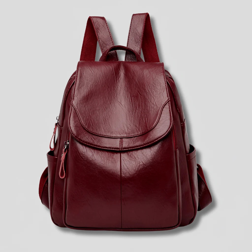 Anti-Theft Backpack Embossed PU Leather Multiple Compartments