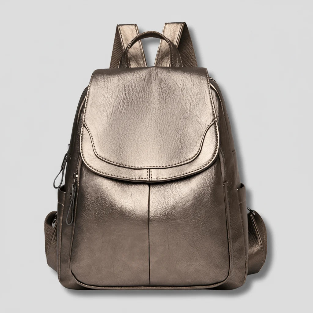 Anti-Theft Backpack Embossed PU Leather Multiple Compartments