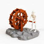 Aquarium Ornament Skeleton Air-Driven Spinning Wheel