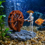 Aquarium Ornament Skeleton Air-Driven Spinning Wheel