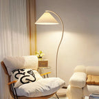 Arc Floor Lamp Pleated Fabric Shade Dimmable LED Bulb