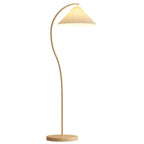 Arc Floor Lamp Pleated Fabric Shade Dimmable LED Bulb