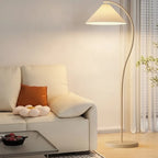 Arc Floor Lamp Pleated Fabric Shade Dimmable LED Bulb
