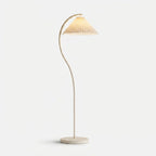 Arc Floor Lamp Pleated Fabric Shade Dimmable LED Bulb