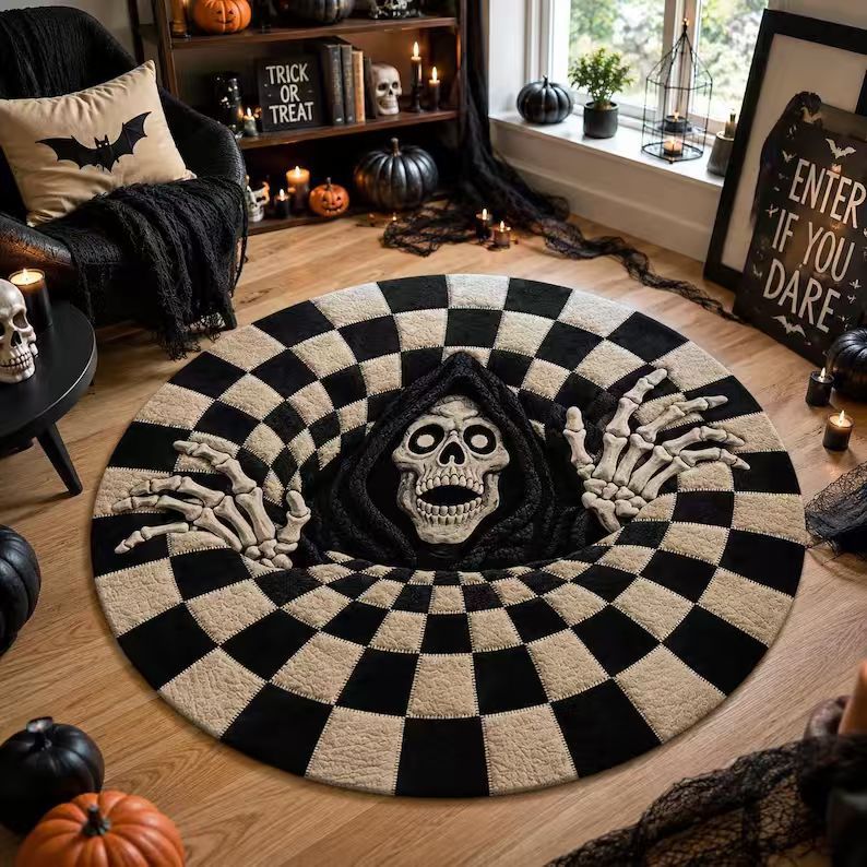 Area Rug 3D Pumpkin & Lantern Design Soft Durable Material
