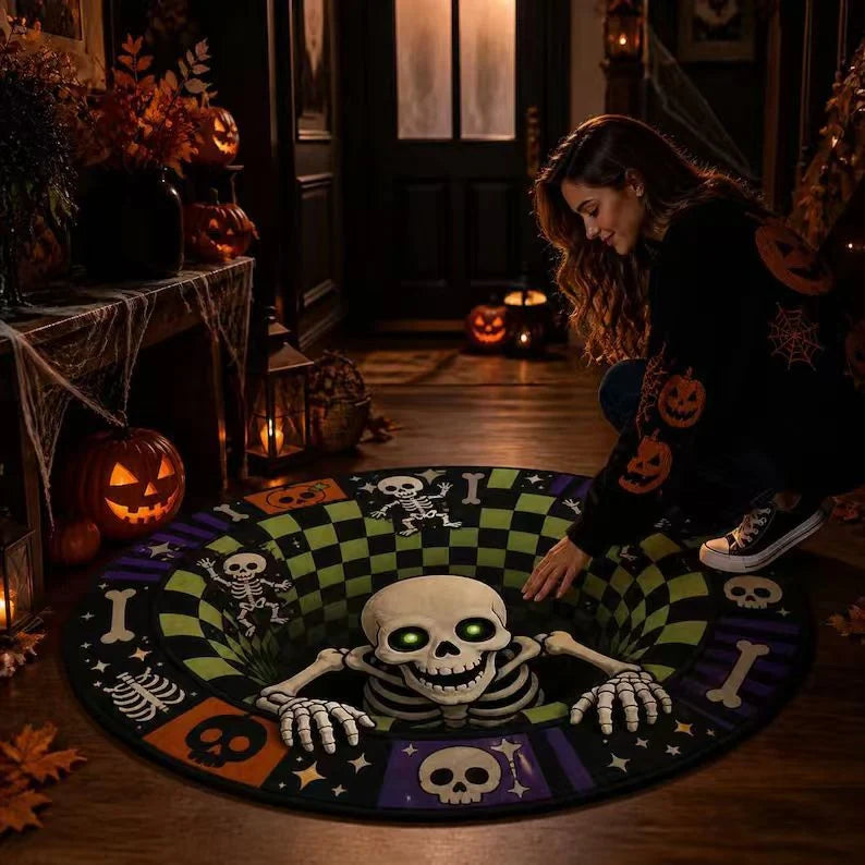 Area Rug 3D Pumpkin & Lantern Design Soft Durable Material