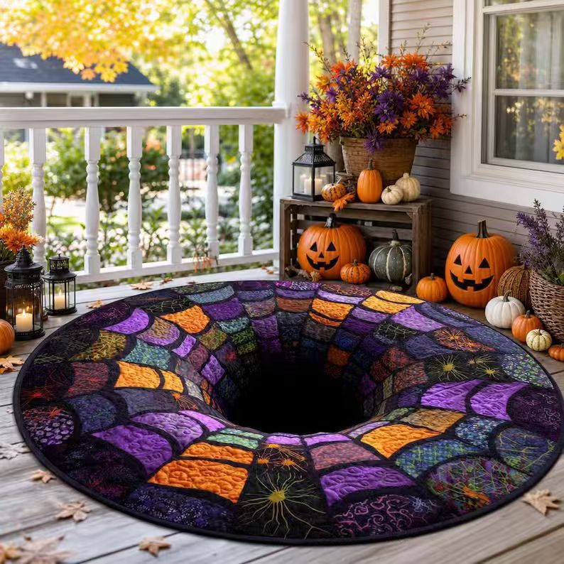 Area Rug 3D Pumpkin & Lantern Design Soft Durable Material