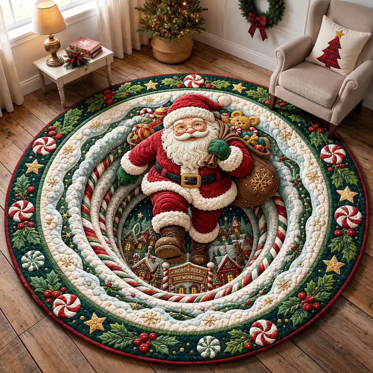 Area Rug 3D Pumpkin & Lantern Design Soft Durable Material
