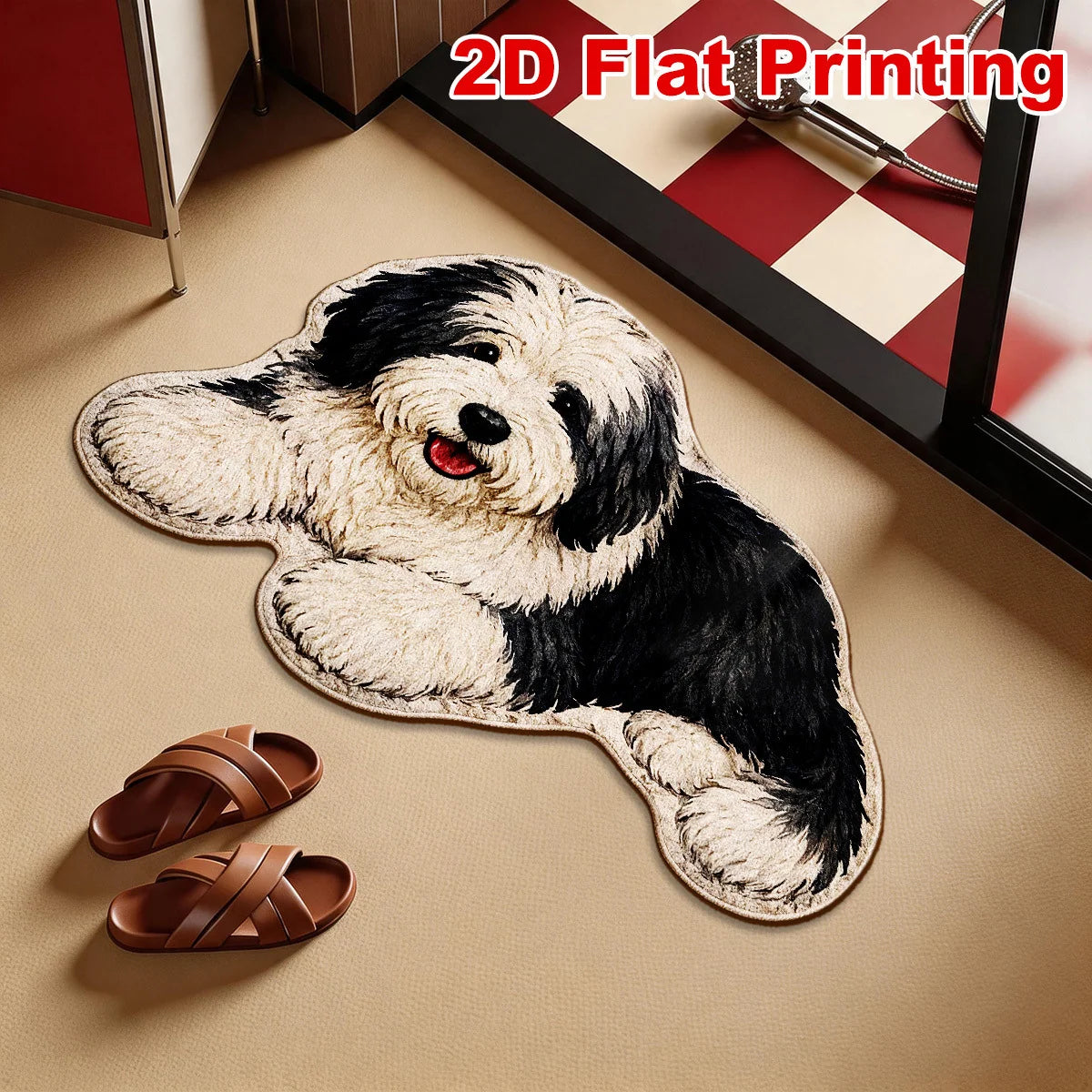 Area Rug Dog Print Soft & Easy-Clean