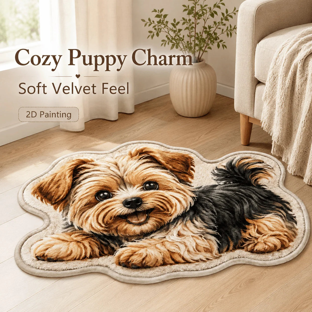 Area Rug Dog Print Soft & Easy-Clean