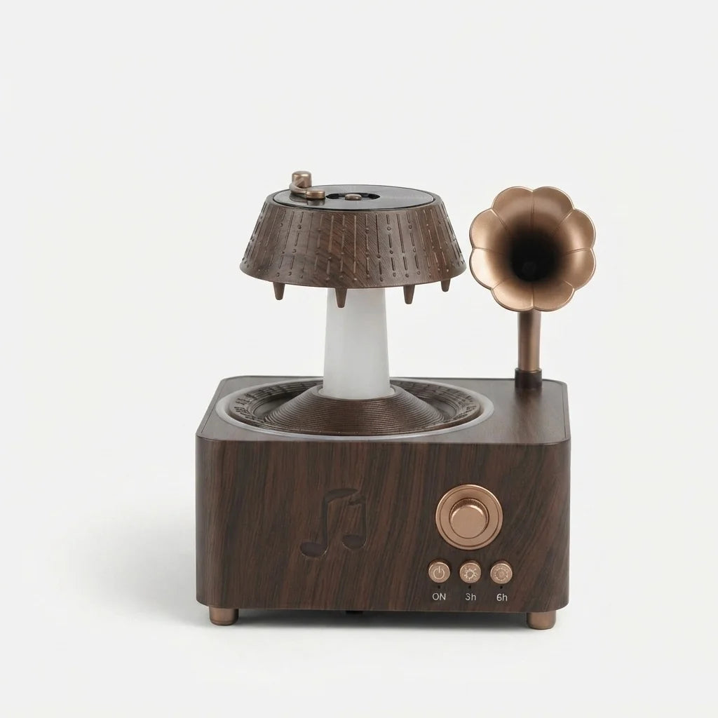 Aroma Diffuser Vintage Gramophone Rainwater Effect LED Mood Light