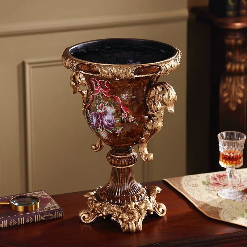 Artificial Flower Arrangement Silk Flowers Ornate Gold Vase