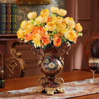Artificial Flower Arrangement Silk Flowers Ornate Gold Vase
