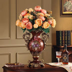 Artificial Flower Arrangement Silk Flowers Ornate Gold Vase