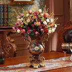Artificial Flower Arrangement Silk Flowers Ornate Gold Vase