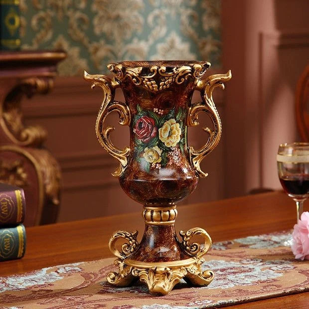 Artificial Flower Arrangement Silk Flowers Ornate Gold Vase
