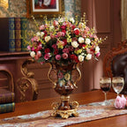 Artificial Flower Arrangement Silk Flowers Ornate Gold Vase