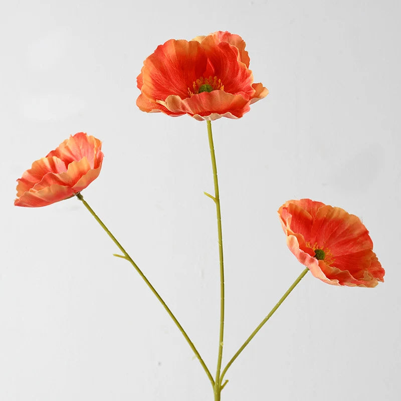Artificial Poppy Flower Stem Realistic Low-Maintenance Decor
