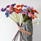 Artificial Poppy Flower Stem Realistic Low-Maintenance Decor