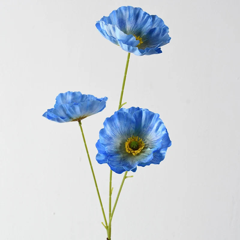 Artificial Poppy Flower Stem Realistic Low-Maintenance Decor
