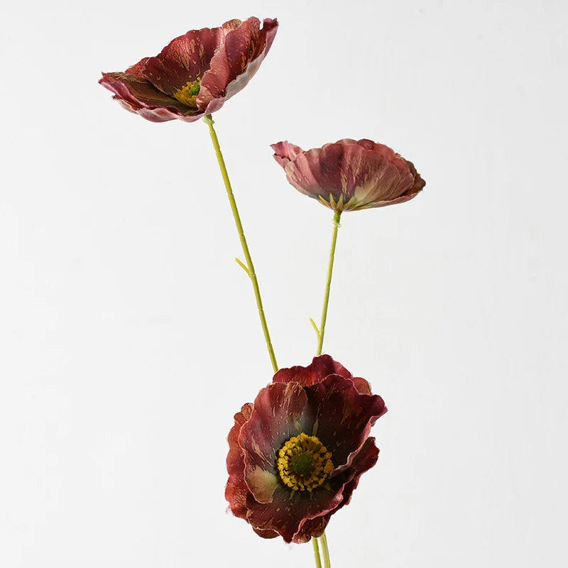 Artificial Poppy Flower Stem Realistic Low-Maintenance Decor