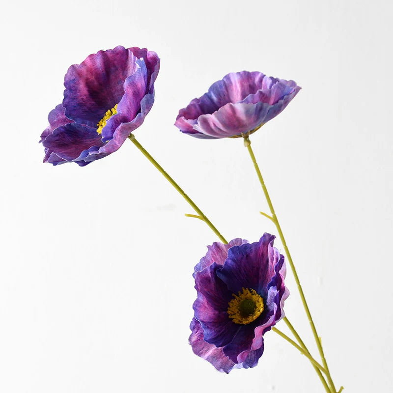 Artificial Poppy Flower Stem Realistic Low-Maintenance Decor