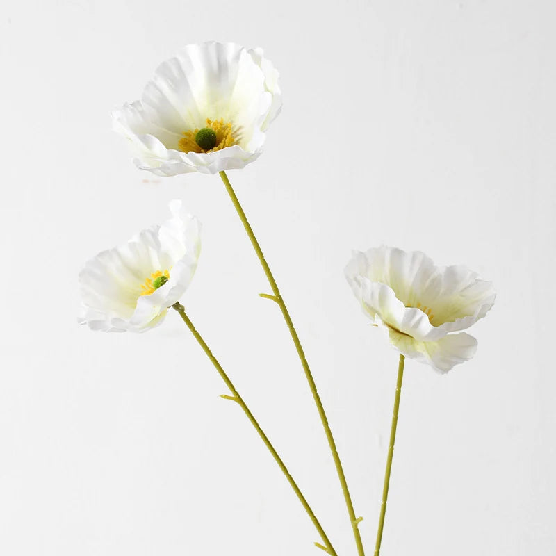 Artificial Poppy Flower Stem Realistic Low-Maintenance Decor