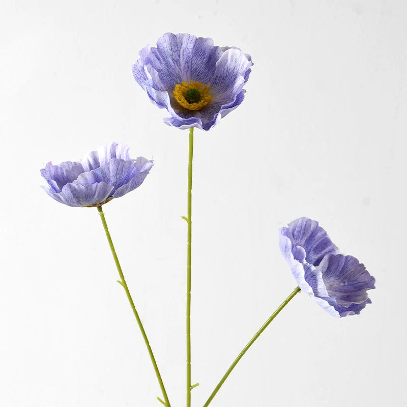 Artificial Poppy Flower Stem Realistic Low-Maintenance Decor
