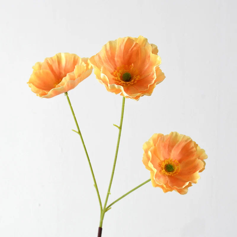 Artificial Poppy Flower Stem Realistic Low-Maintenance Decor