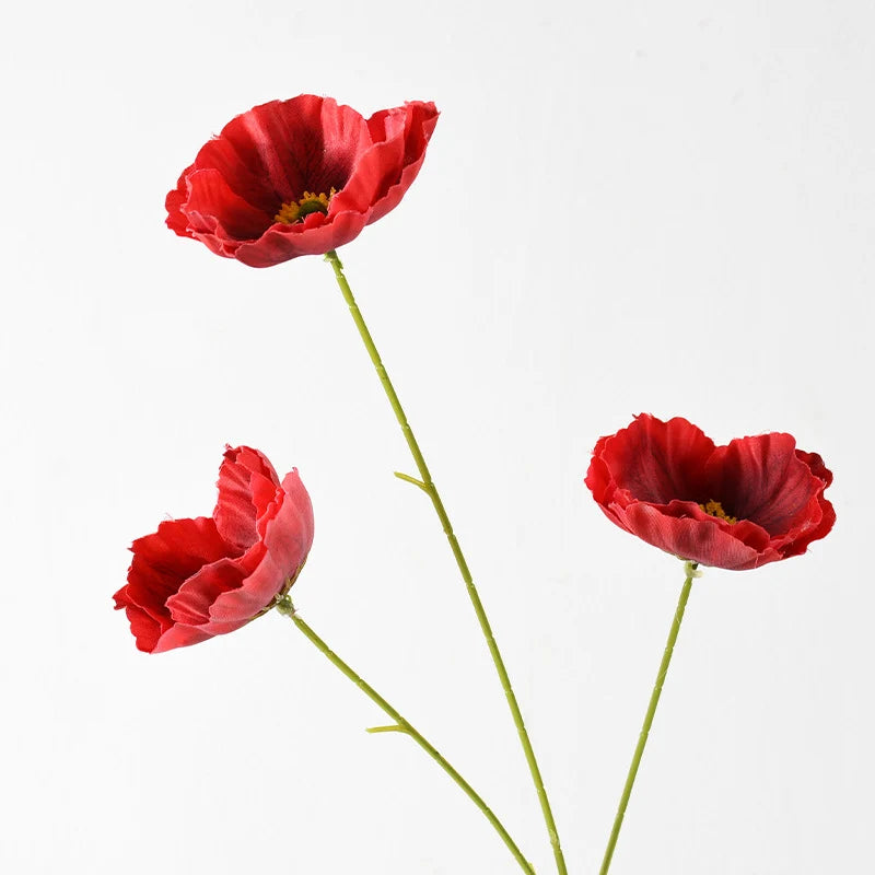 Artificial Poppy Flower Stem Realistic Low-Maintenance Decor