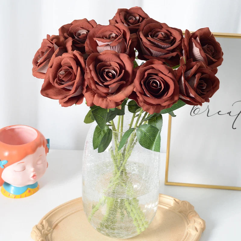 Artificial Rose Stem Realistic Silk Low-Maintenance Decor