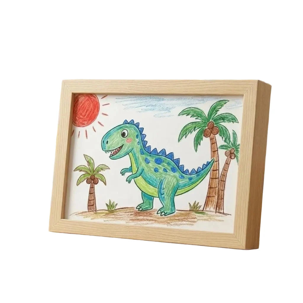 Artwork Display Frame Wooden Front-Opening Built-In Storage for Multiple Drawings