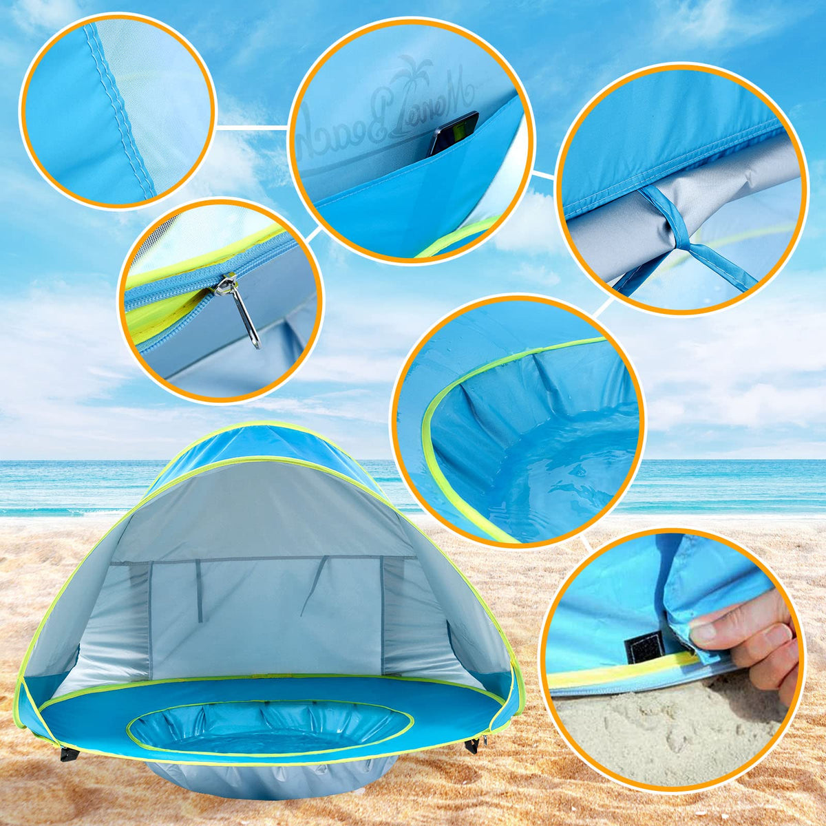 Baby Beach Tent Pop-Up UPF 50 Integrated Paddling Pool