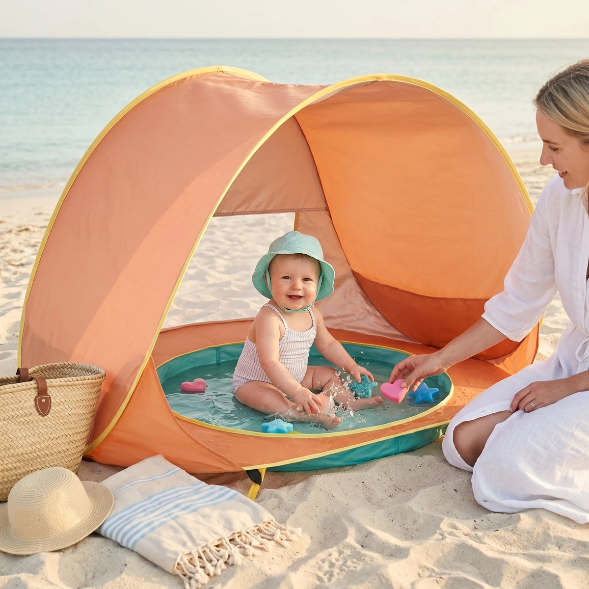 Baby Beach Tent Pop-Up UPF 50 Integrated Paddling Pool