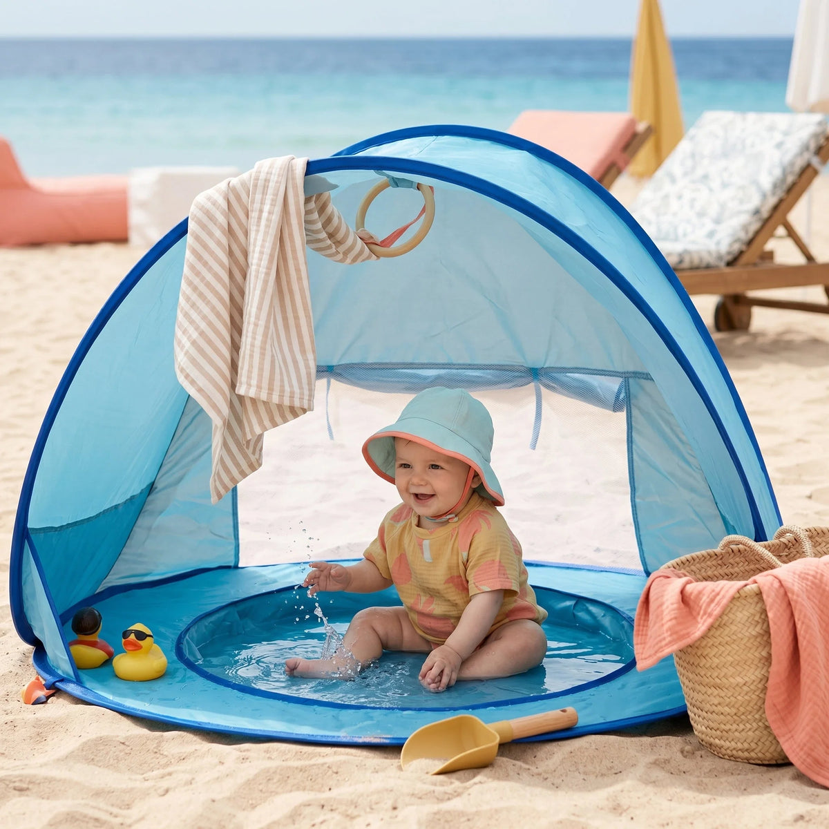 Baby Beach Tent Pop-Up UPF 50 Integrated Paddling Pool
