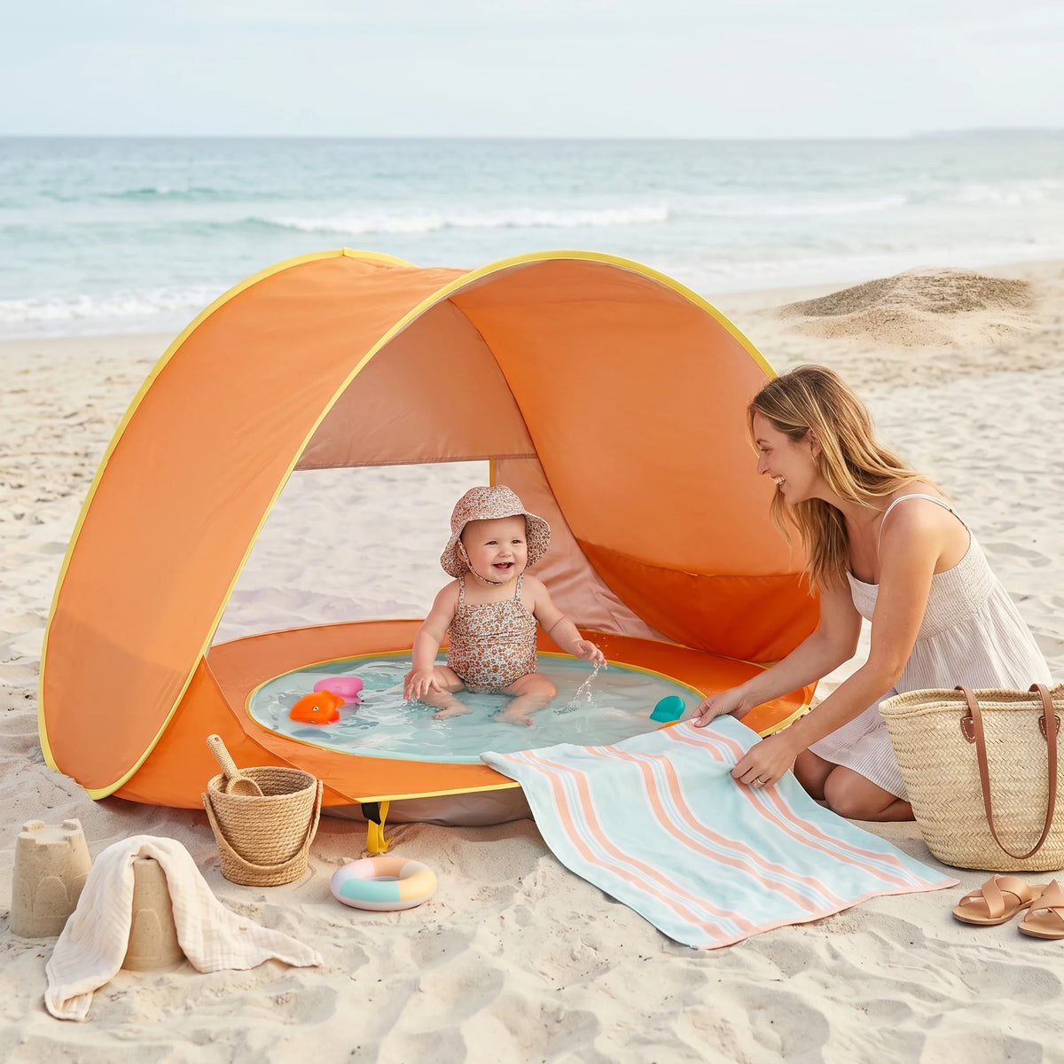 Baby Beach Tent Pop-Up UPF 50 Integrated Paddling Pool