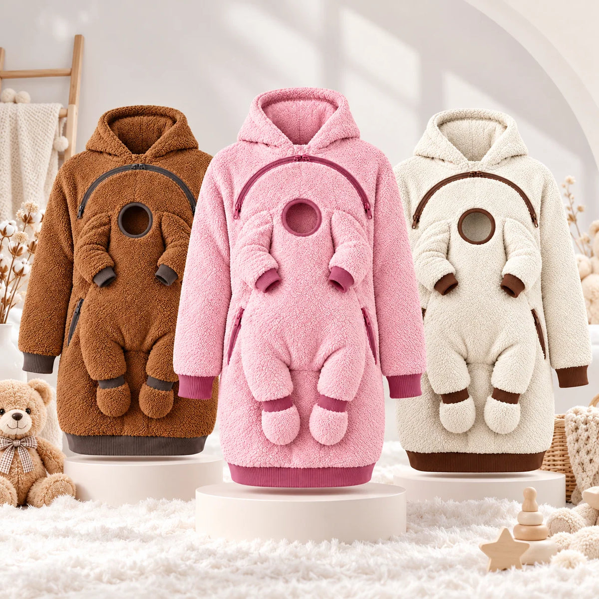 Babywearing Hoodie Teddy Texture Warm Carrier Layer