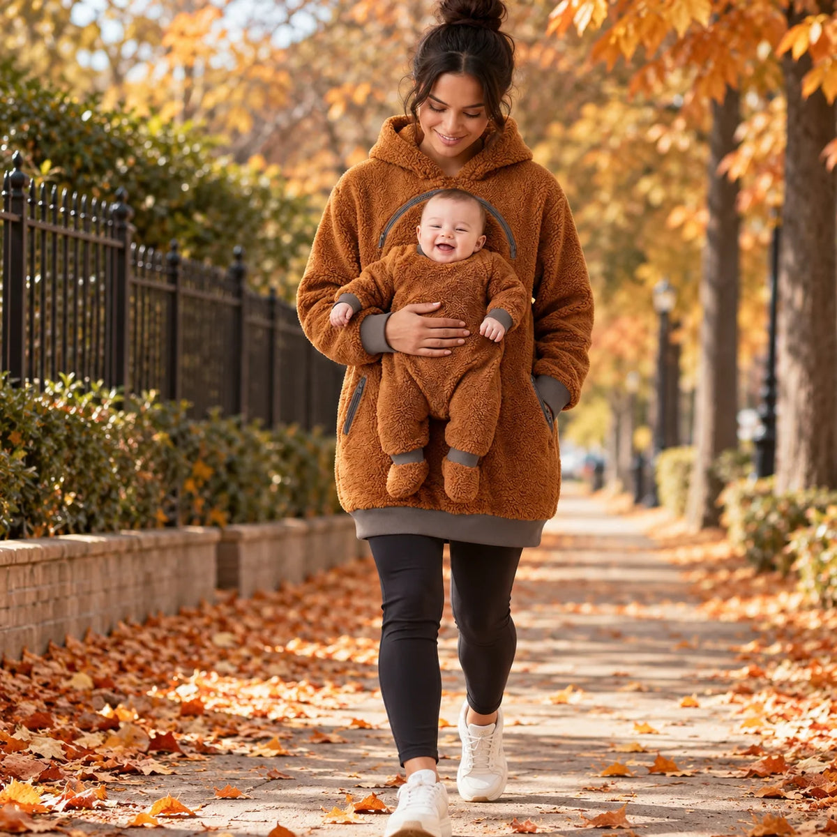 Babywearing Hoodie Teddy Texture Warm Carrier Layer