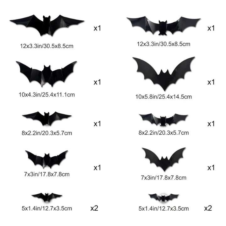 Bat Wall Stickers 3D LED Glow Residue-Free Adhesive