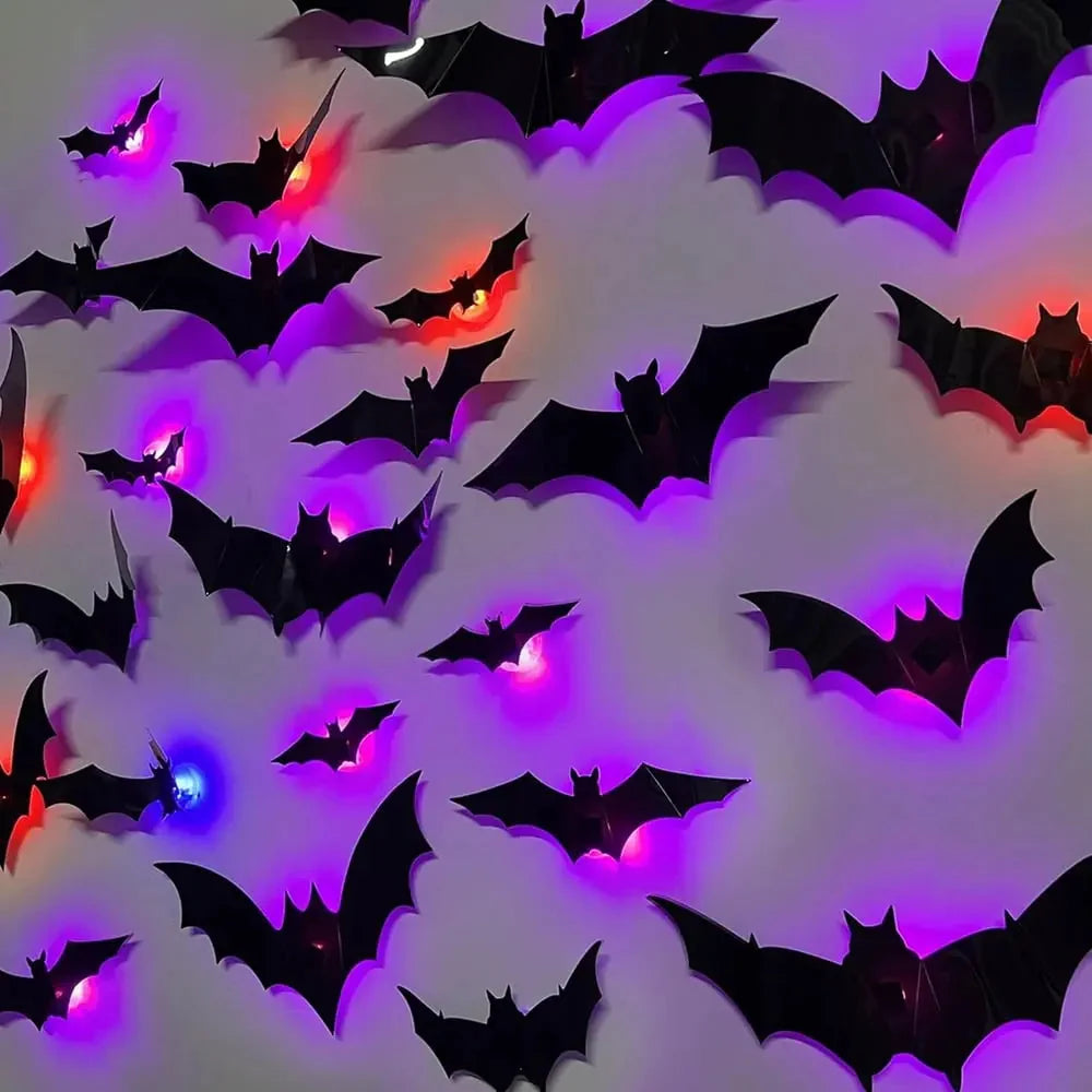 Bat Wall Stickers 3D LED Glow Residue-Free Adhesive