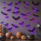 Bat Wall Stickers 3D LED Glow Residue-Free Adhesive