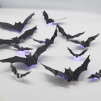 Bat Wall Stickers 3D LED Glow Residue-Free Adhesive